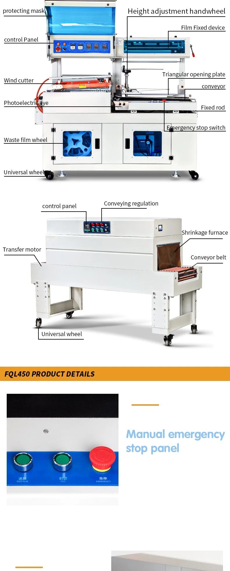 CE Certified Paper Cups POF Film L Bar Sealing and Shrinking Packing Machine with Heating Shrink Tunnel